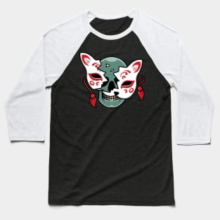 Japanese kitsune mask with skull Baseball T-Shirt